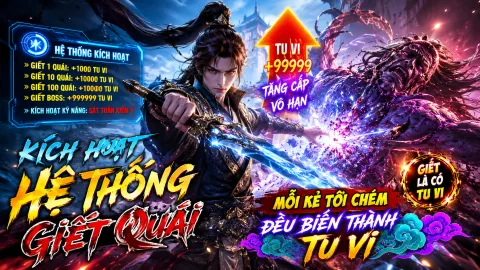 【 FULL BỘ 】Kích Hoạt Hệ Thống Giết Quái – Mỗi Kẻ Tôi Chém Đều Biến Thành Tu Vi!