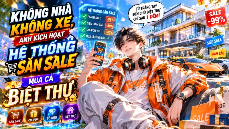 KHÔNG NHÀ KHÔNG XE, ANH KÍCH HOẠT HỆ THỐNG SĂN SALE MUA CẢ BIỆT THỰ