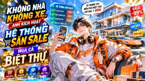 KHÔNG NHÀ KHÔNG XE, ANH KÍCH HOẠT HỆ THỐNG SĂN SALE MUA CẢ BIỆT THỰ