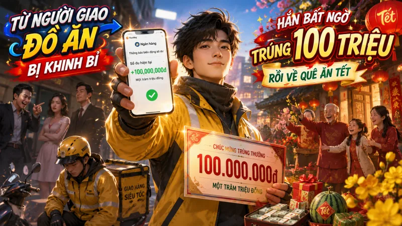 TỪ NGƯỜI GIAO ĐỒ ĂN BỊ KHINH BỈ, HẮN BẤT NGỜ TRÚNG 100 TRIỆU RỒI VỀ QUÊ ĂN TẾT