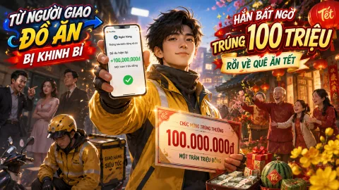 TỪ NGƯỜI GIAO ĐỒ ĂN BỊ KHINH BỈ, HẮN BẤT NGỜ TRÚNG 100 TRIỆU RỒI VỀ QUÊ ĂN TẾT